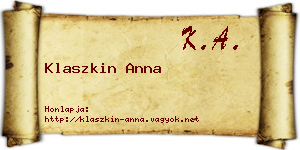 Klaszkin Anna névjegykártya